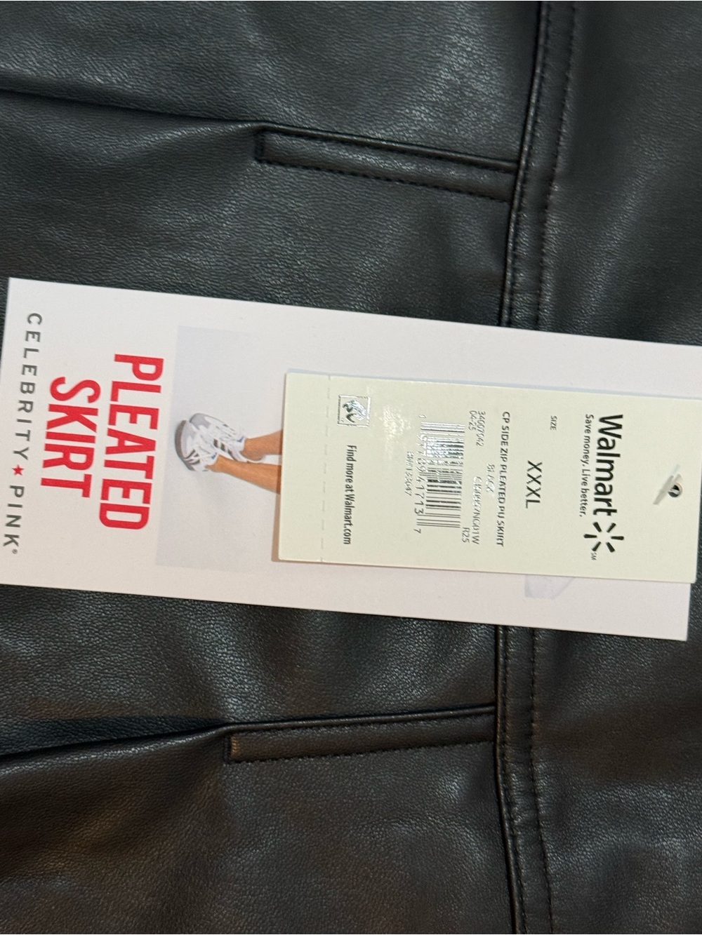 Celebrity Pink Black Faux Leather Pleated Mini Skirt - Picture 4 of 4